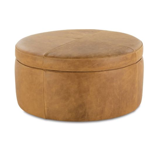 Picture of Cyrus 20" Round Leather Storage Ottoman